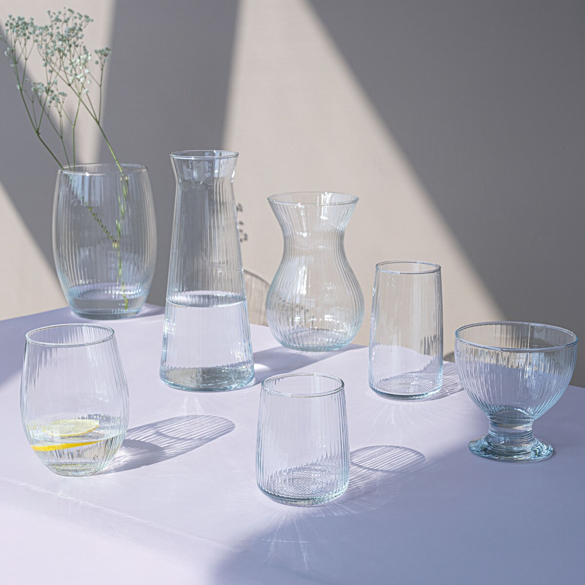 Wazon szklany prążkowany Lyra 18 cm