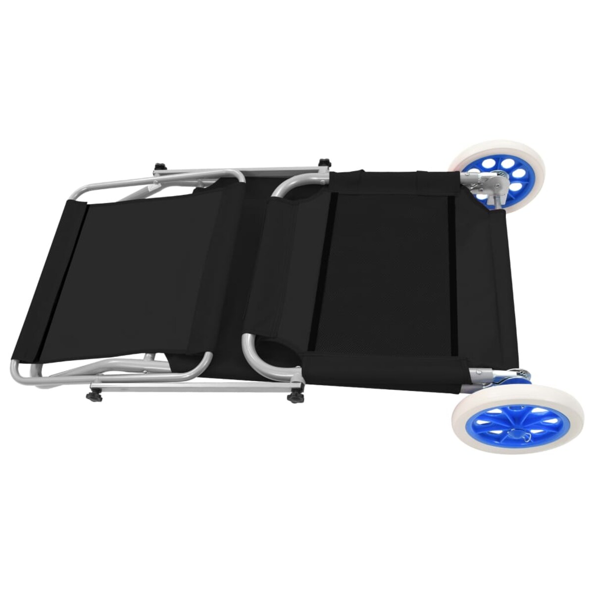 vidaXL Składany leżak z zadaszeniem i kółkami, stal, czarny