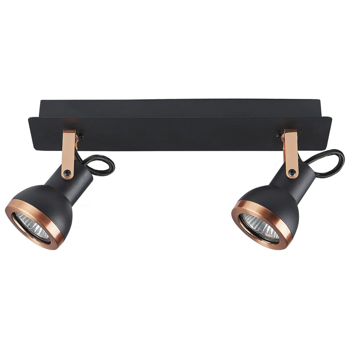 Lampa sufitowa 2-punktowa prostokątna metalowa czarna z miedzianym BARO