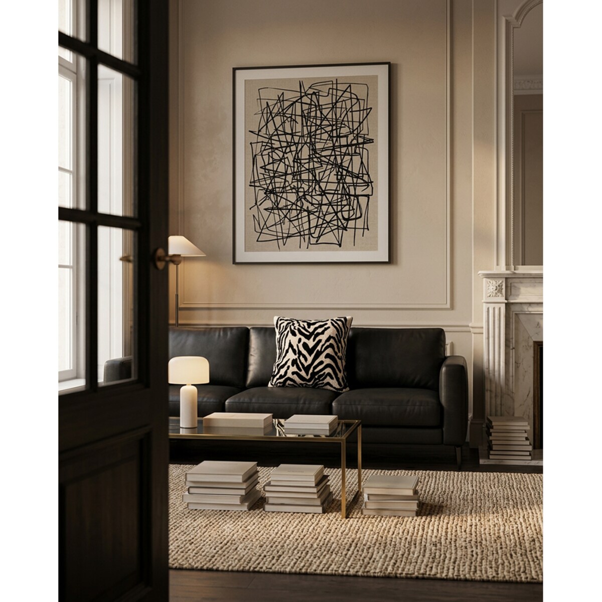 Poduszka dekoracyjna SHP ZEBRANO 45x45 beżowa czarna