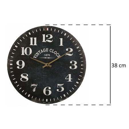 Zegar na ścianę drewniany, zegar ścienny z czytelnymi cyframi, Ø 38 cm