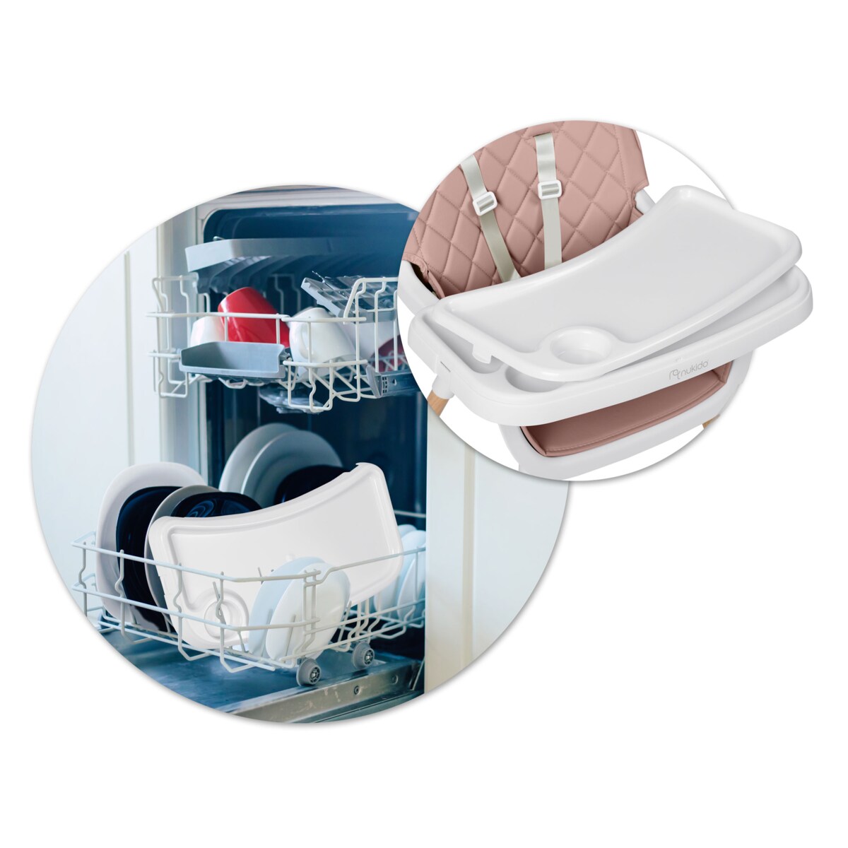 Krzesełko do karmienia dla dzieci fotelik 3w1 tacka Nukido