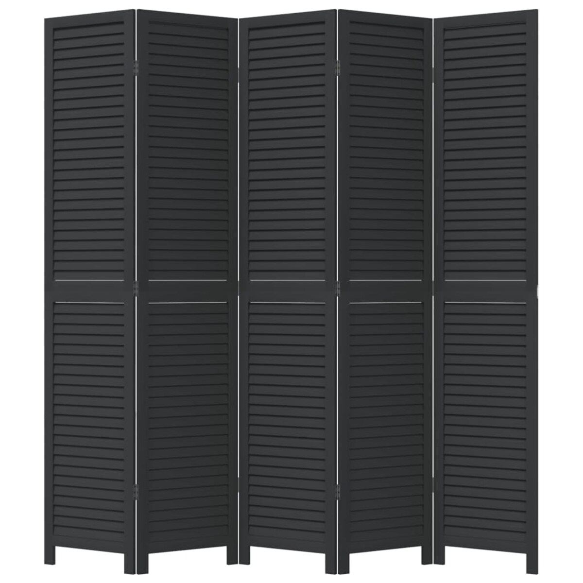 vidaXL Parawan pokojowy, 5-panelowy, czarny, lite drewno paulowni