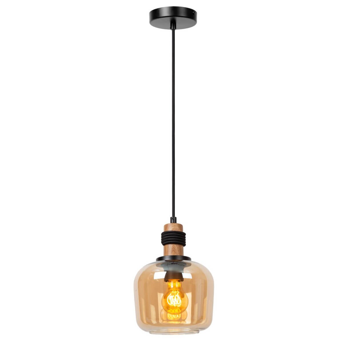 Wisząca lampa Ilona 45408/18/62 Lucide szklana czarny bursztynowy
