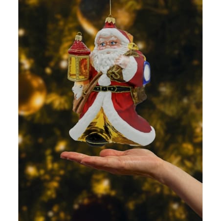 Bombka choinkowa - Święty Mikołaj z lampionem
