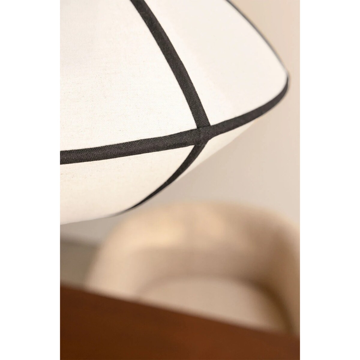 Lampa sufitowa lniana Patraix kremowo-czarna Ø50 cm