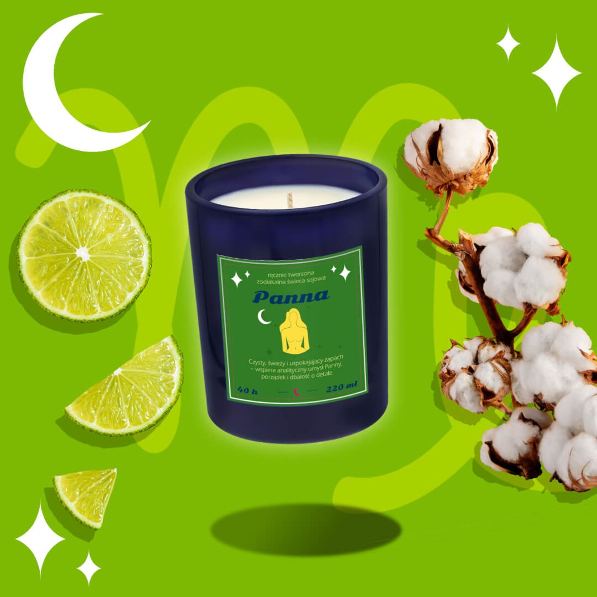 Świeca zodiakalna sojowa naturalna zapachowa PANNA - bezpieczna, ręcznie robiona w szklanym słoiczku na prezent upominek dla osoby ze znakiem zodiaku PANNY