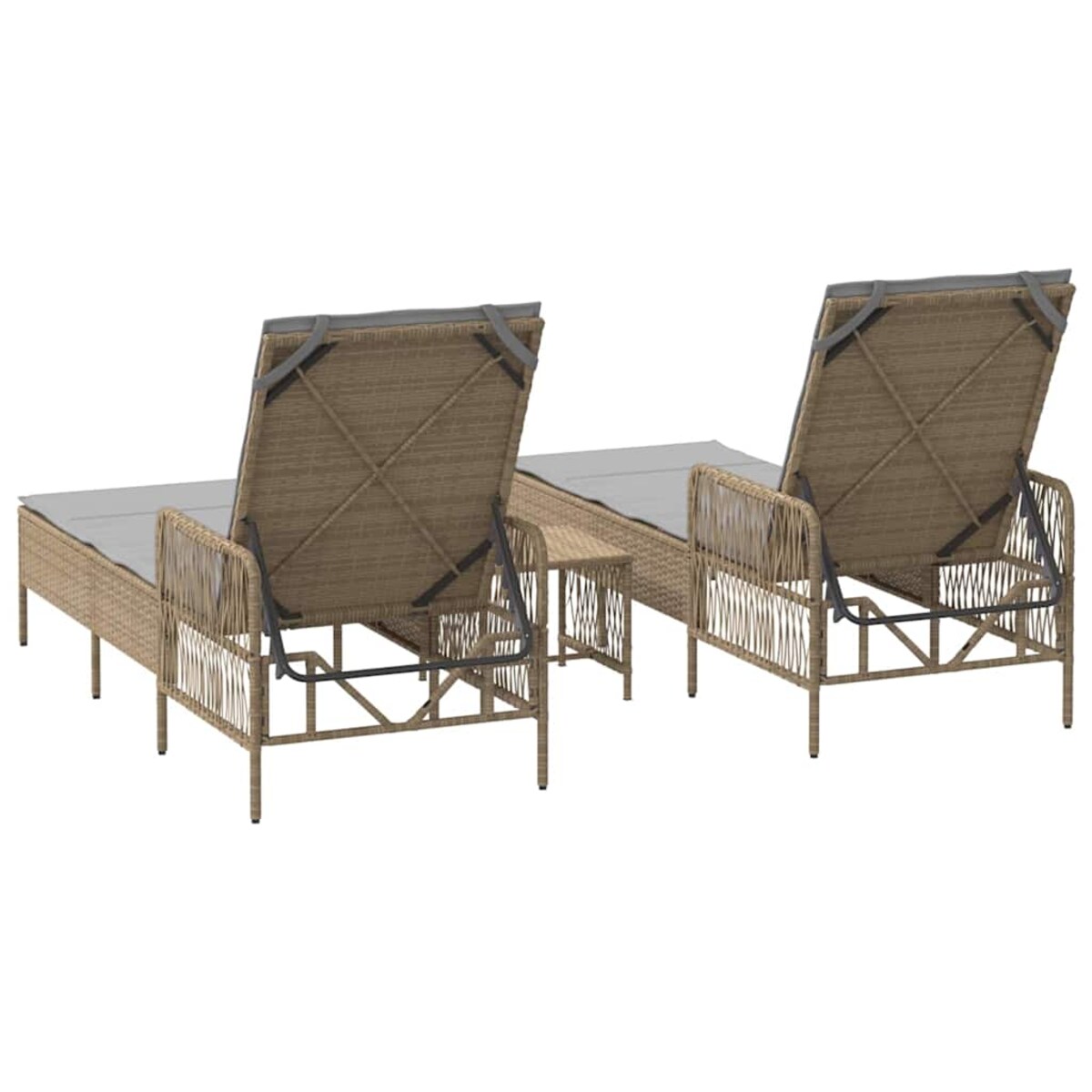 vidaXL Leżak z poduszką 2-osoba 2 pcs Beżowy 35 x 35 x 32cm polirattan