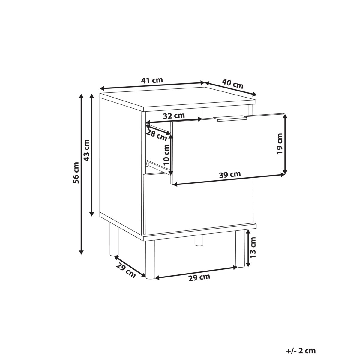 Szafka nocna 2 szuflady Biały WALPOLE