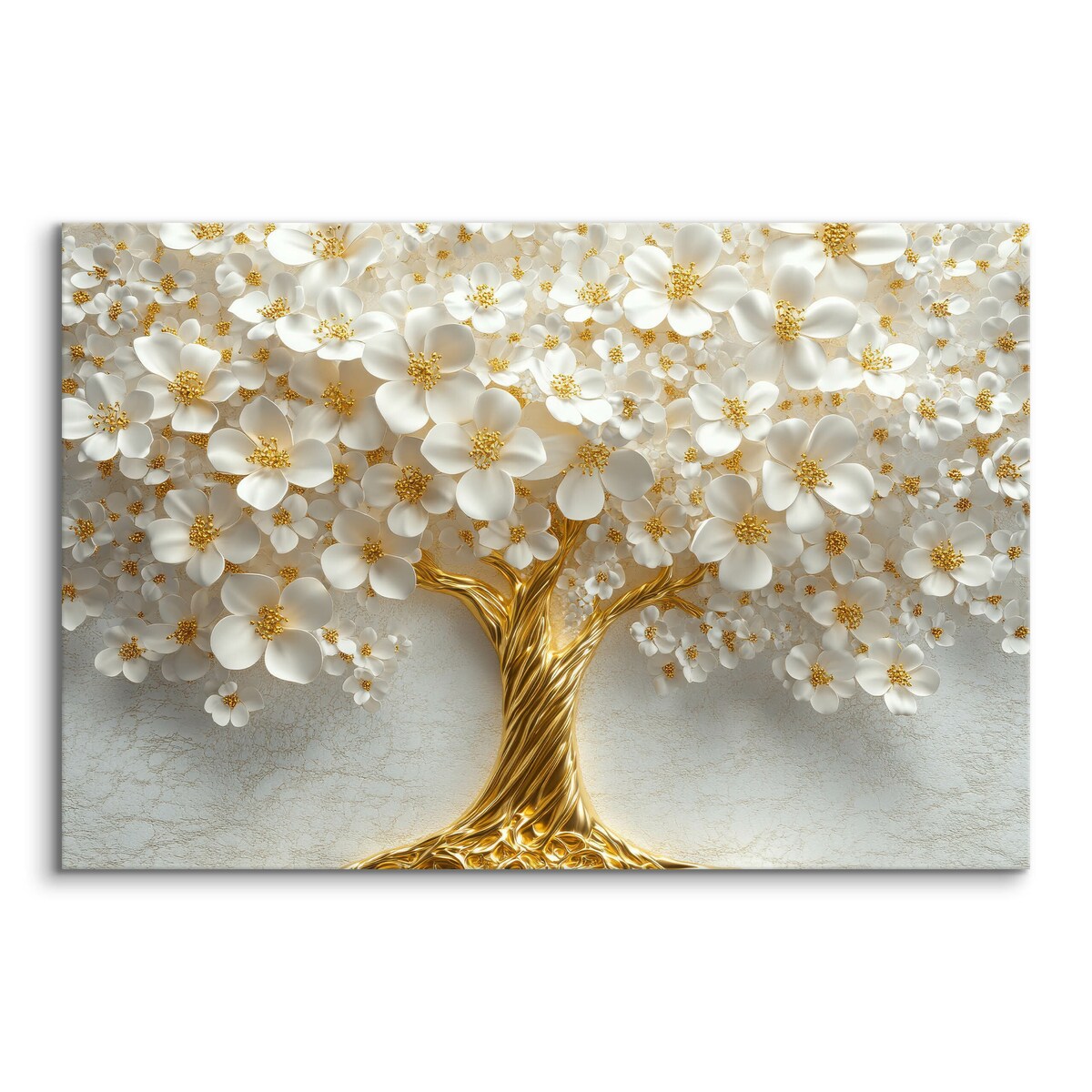 OBRAZ CANVAS DO SYPIALNI SALONU ABSTRAKCYJNE DRZEWO BIAŁE KWIATY 3D 120x80cm