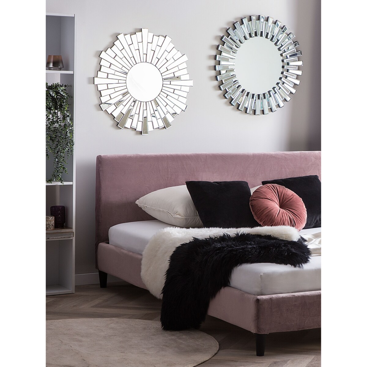 Łóżko welurowe 180 x 200 cm różowe FITOU