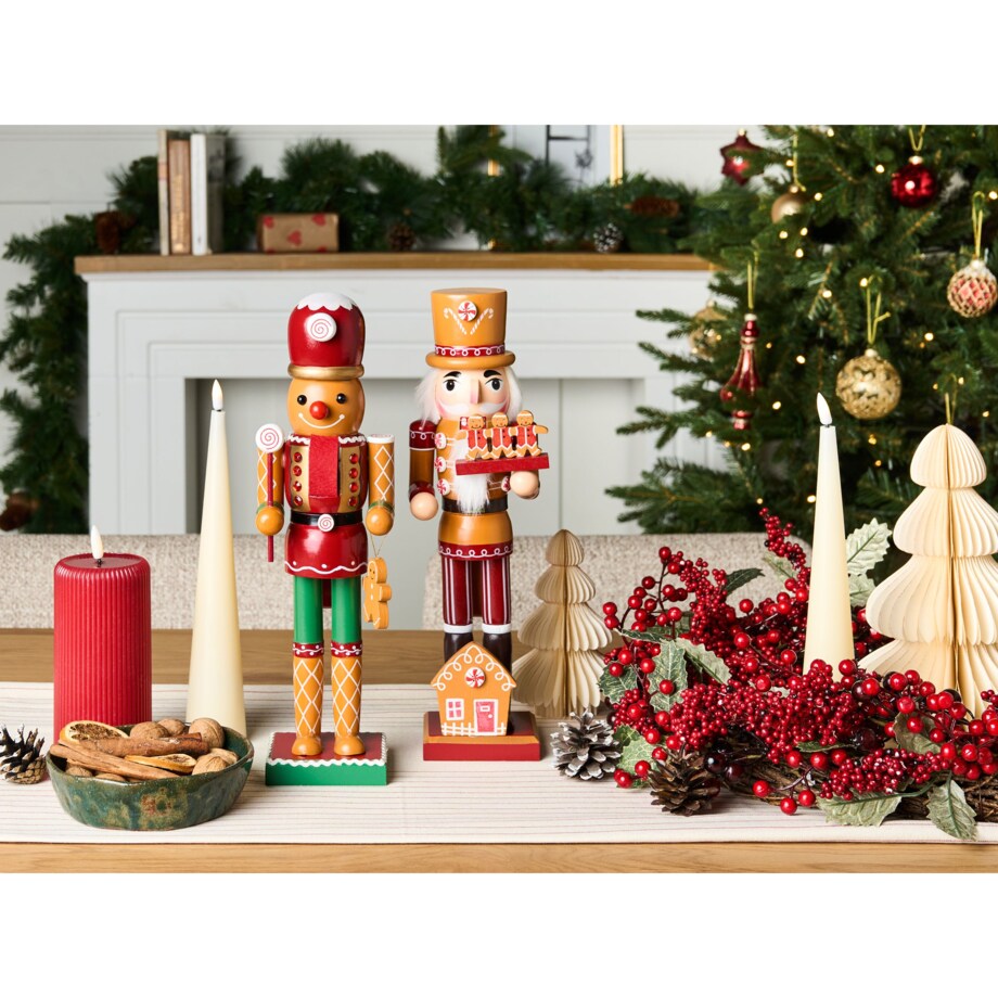 Zestaw 2 figurek dekoracyjnych GRANSJON Dziadek do orzechów 35 cm Pomarańczowy