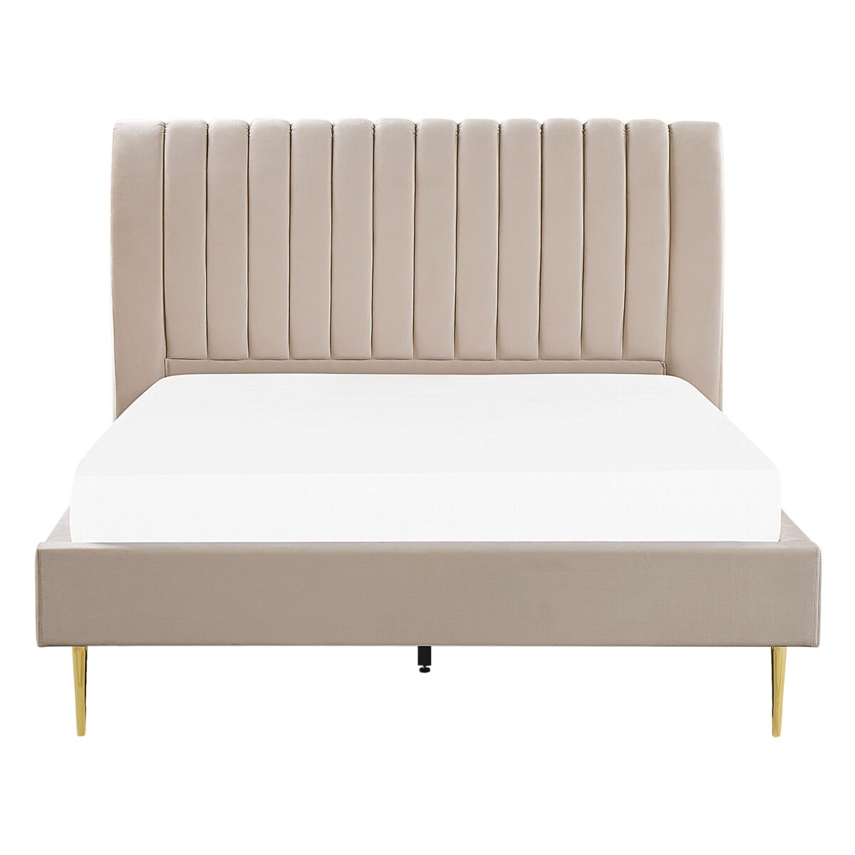 Łóżko welurowe 160 x 200 cm beżowe MARVILLE