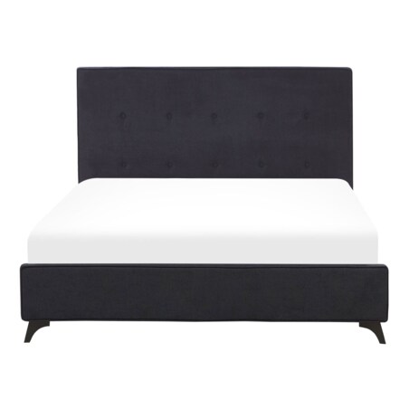 Łóżko tapicerowane 140 x 200 cm czarne AMBASSADOR