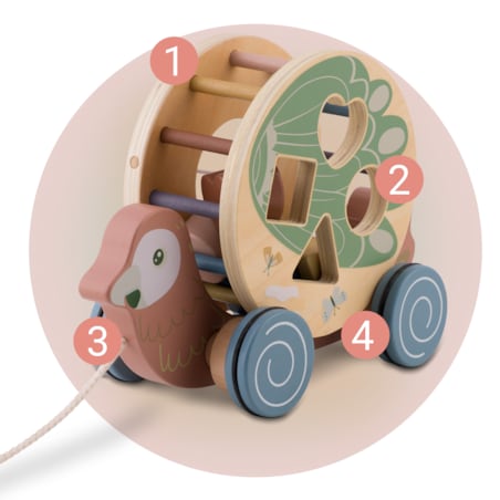 Zabawka drewniana do ciągnięcia sorter klocki papuga Nukido