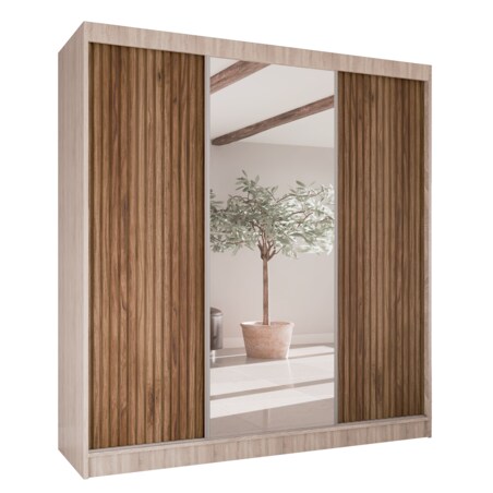 Szafa przesuwna V200 z lustrem i szufladami - sonoma+ ryfle catania