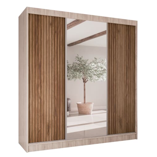 Szafa przesuwna V200 z lustrem i szufladami - sonoma+ ryfle catania