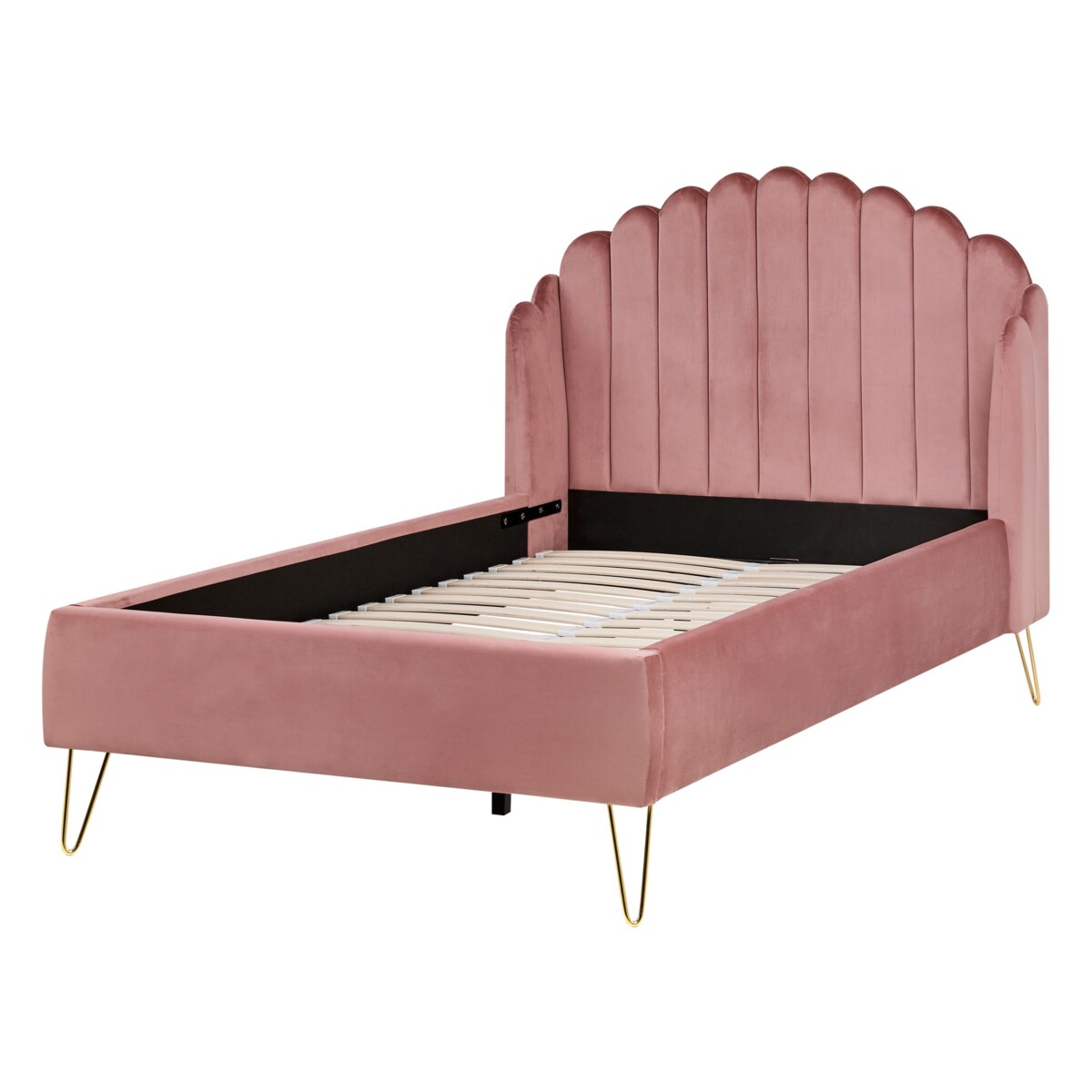 Łóżko Welur AMBILLOU 120 x 200 cm Różowy