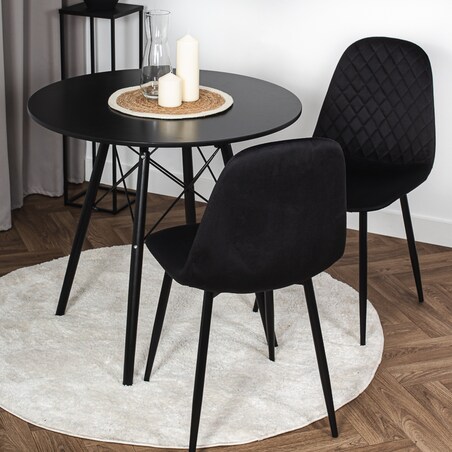 Krzesło tapicerowane nowoczesne pikowane do salonu jadalni czarne