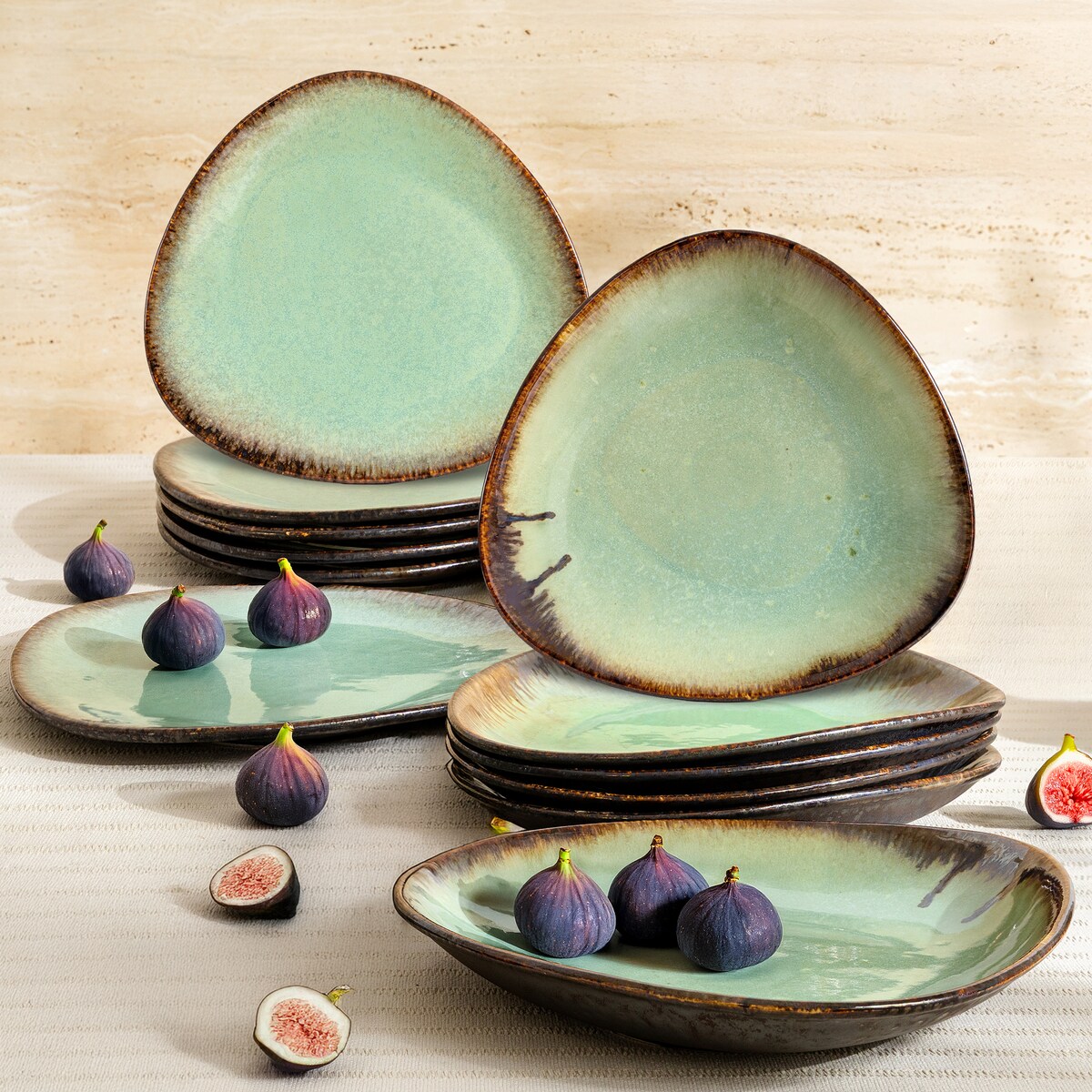 Konsimo PRIMA Zestaw obiadowy pasta 6os. (12 el.), szałwiowy