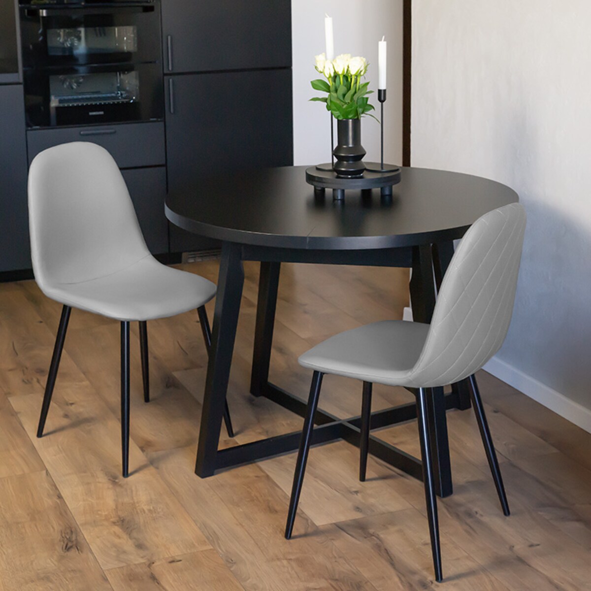 Krzesło tapicerowane ekoskóra szare nowoczesne do salonu