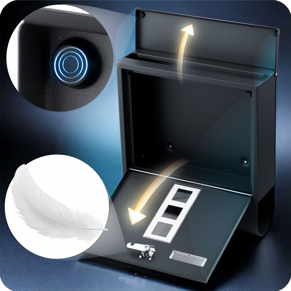 Skrzynka na listy z gazetnikiem Humberg pocztowa na bramę ogrodzenie czarna stalowa