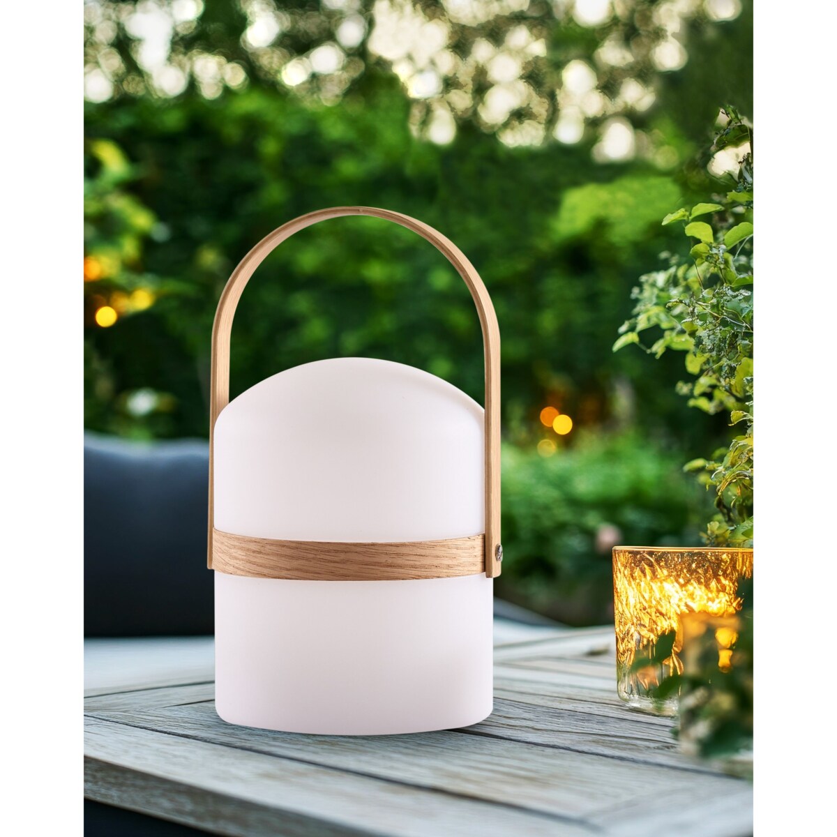 Lampa ogrodowa stołowa LED ESTERO 25 cm Z pilotem Złamana biel