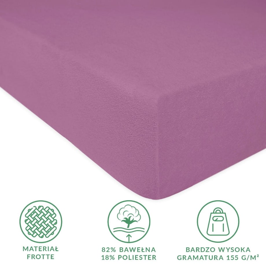 Prześcieradło frotte z gumką 90x200 kolor jasny fiolet