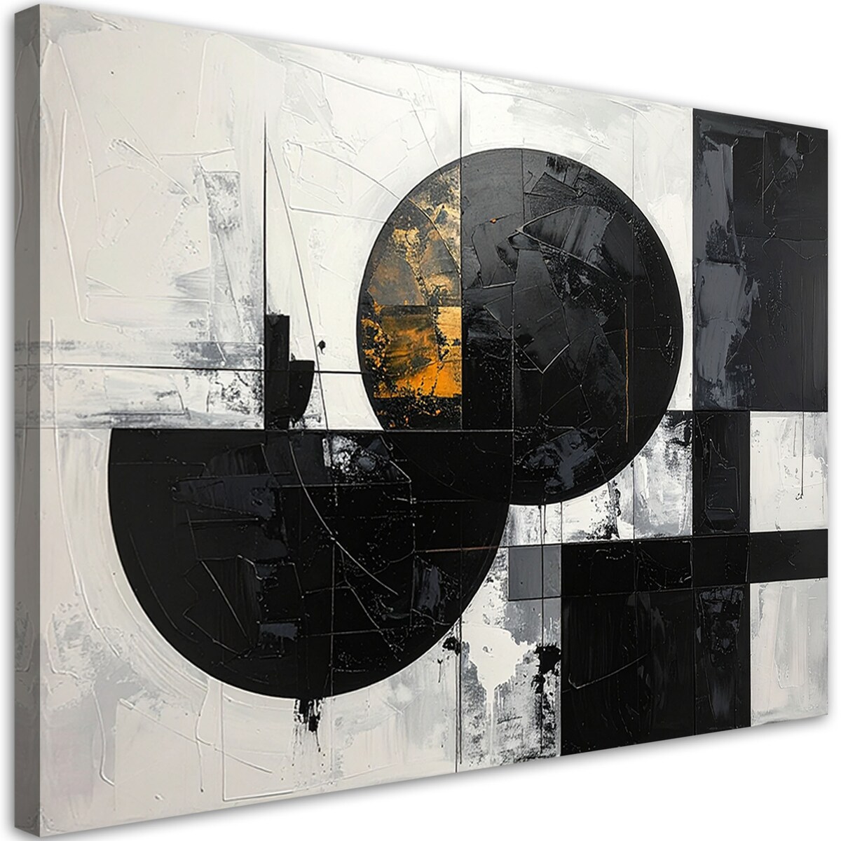 Obraz do salonu sypialni, Abstrakcja tekstura figury geometryczne czarny