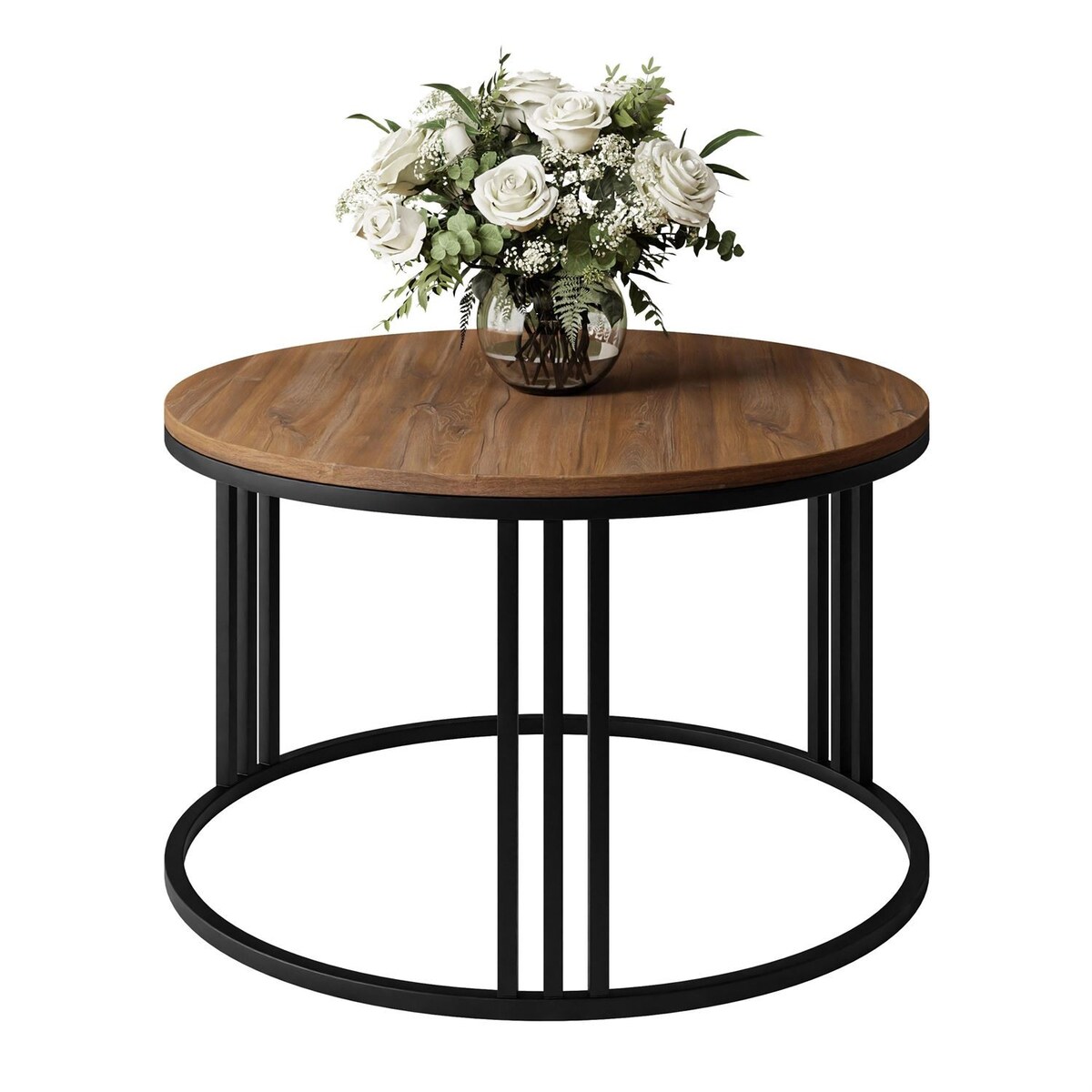 Okrągły stolik kawowy LORI czarny dąb striling