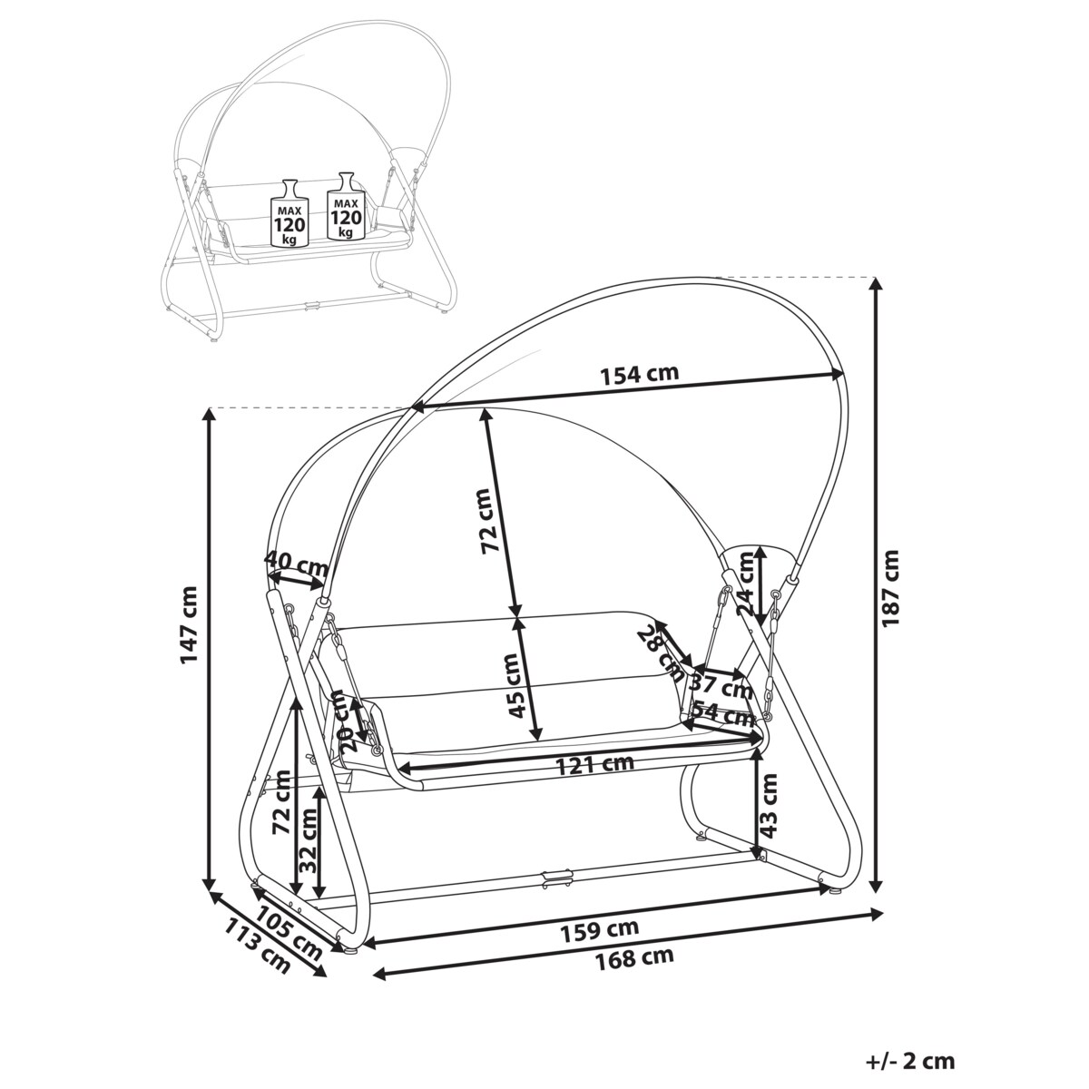 Huśtawka ogrodowa SOLAGNA Metal Jasnoszary