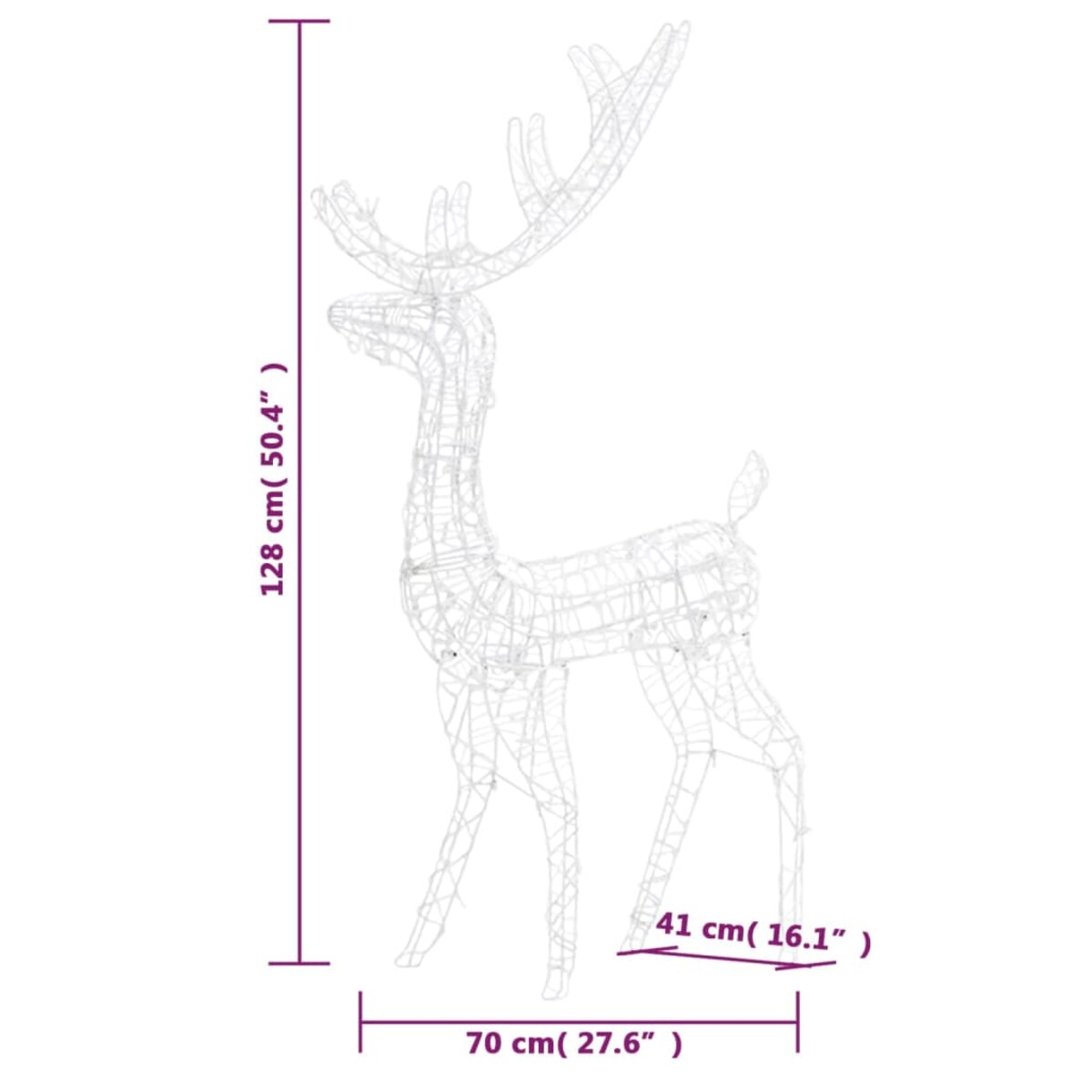 vidaXL Świąteczny renifer, akrylowy, 140 kolorowych diod LED, 120 cm