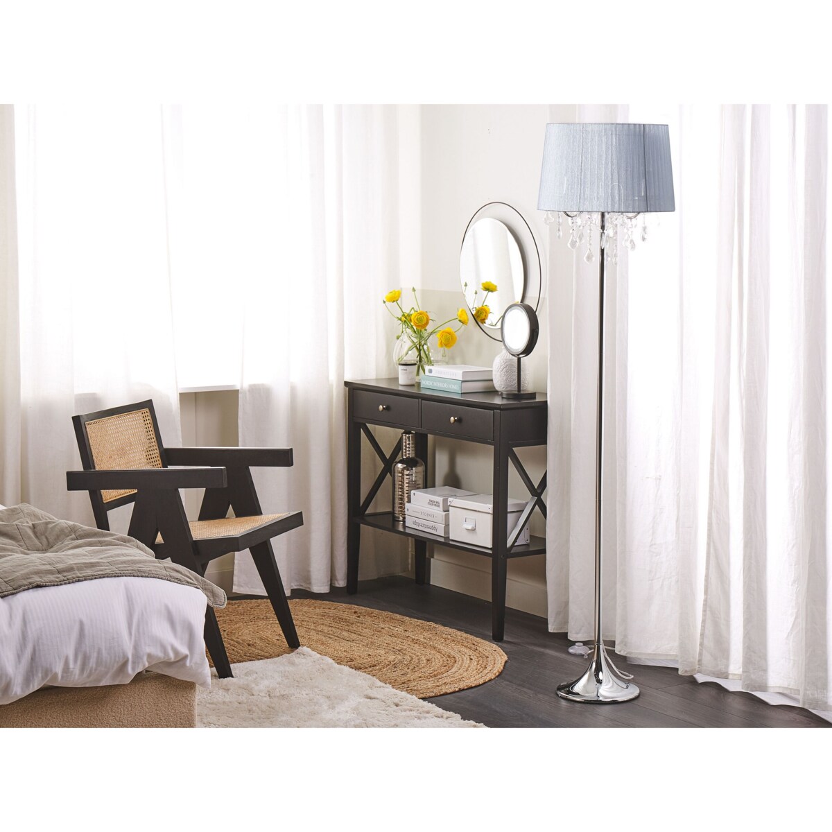 Lampa podłogowa metalowa szara EVANS