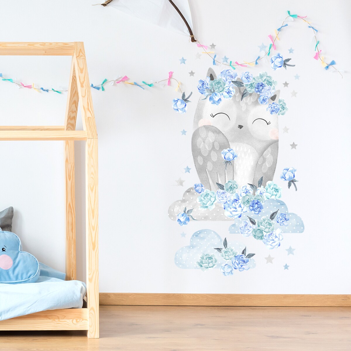 Naklejka na ścianę Sowa niebieska