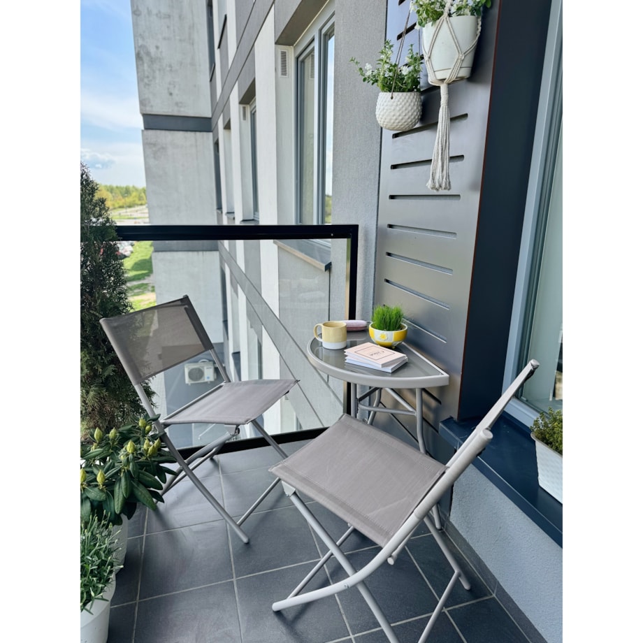 Meble Na Balkon Ogród Taras Komplet Stół 2 Krzesła Zestaw Ogrodowe