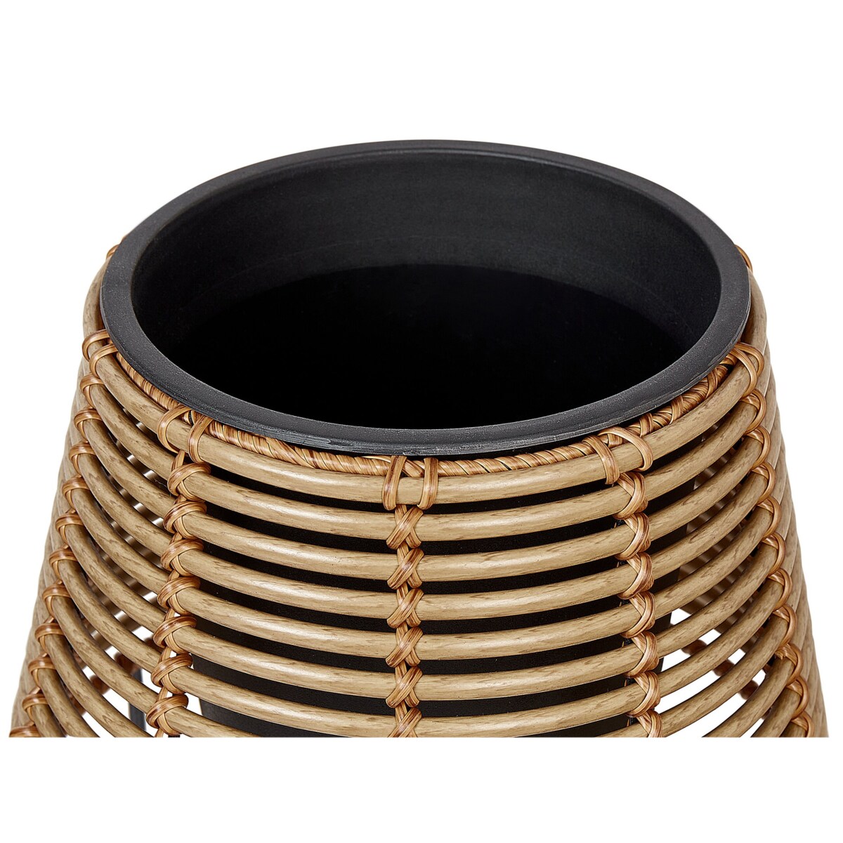 Zestaw 2 doniczek na stojaku z technorattanu brązowy BORAGO