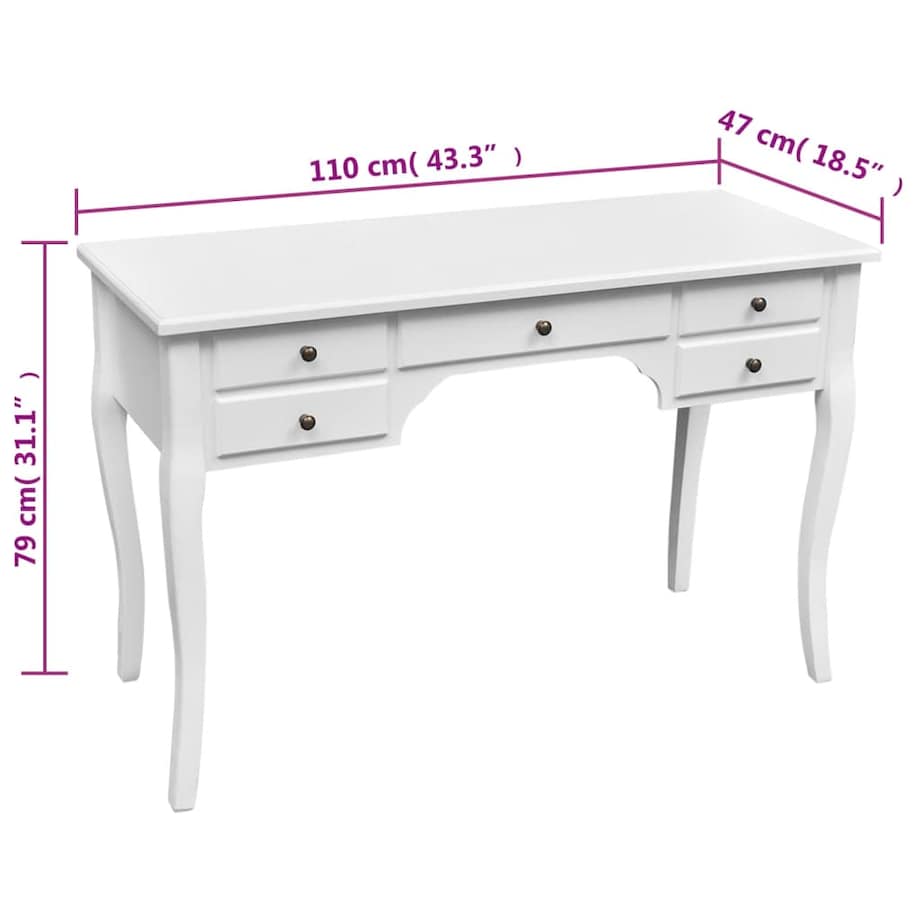 vidaXL Biurko w stylu francuskim z 5 szufladkami