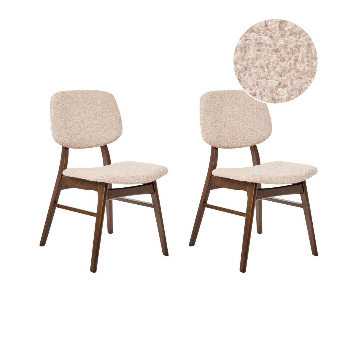 Zestaw 2 krzeseł do jadalni ELAINE Drewno Ciemny brąz/ beżowy