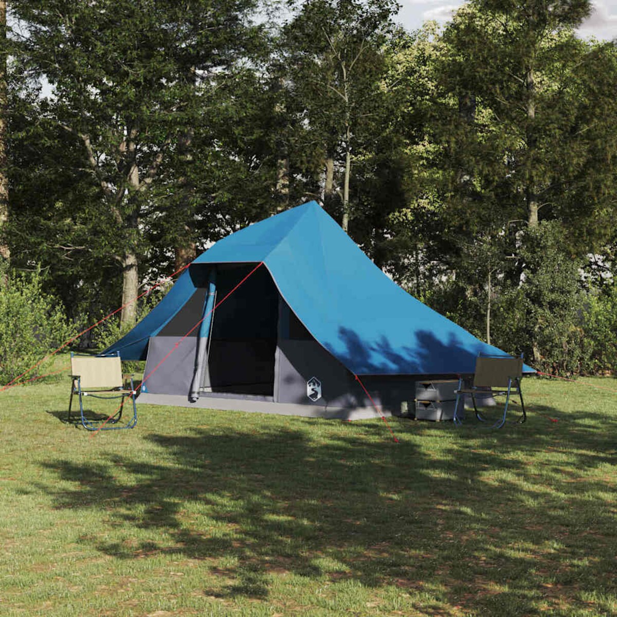 vidaXL Rodzinny namiot tipi z dachem Niebieski 364 x 281 x 257 cm