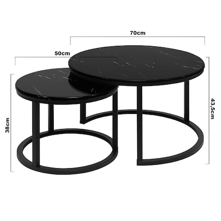 Stolik kawowy okrągły 2w1 biały marmur zestaw 2 stolików kawowych glamour