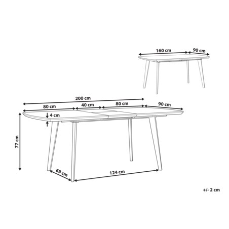 Stół do jadalni rozkładany 160/200 x 90 cm efekt marmuru z czarnym MOSBY