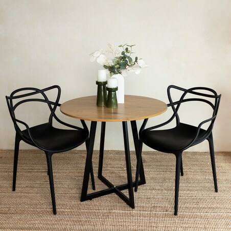 Stół okrągły 80 cm do salonu jadalni nowoczesny loftowy kolor drewna