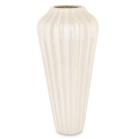 Wazon ceramiczny prążkowany 30x20,5x20,5 cm TEJANI beżowy