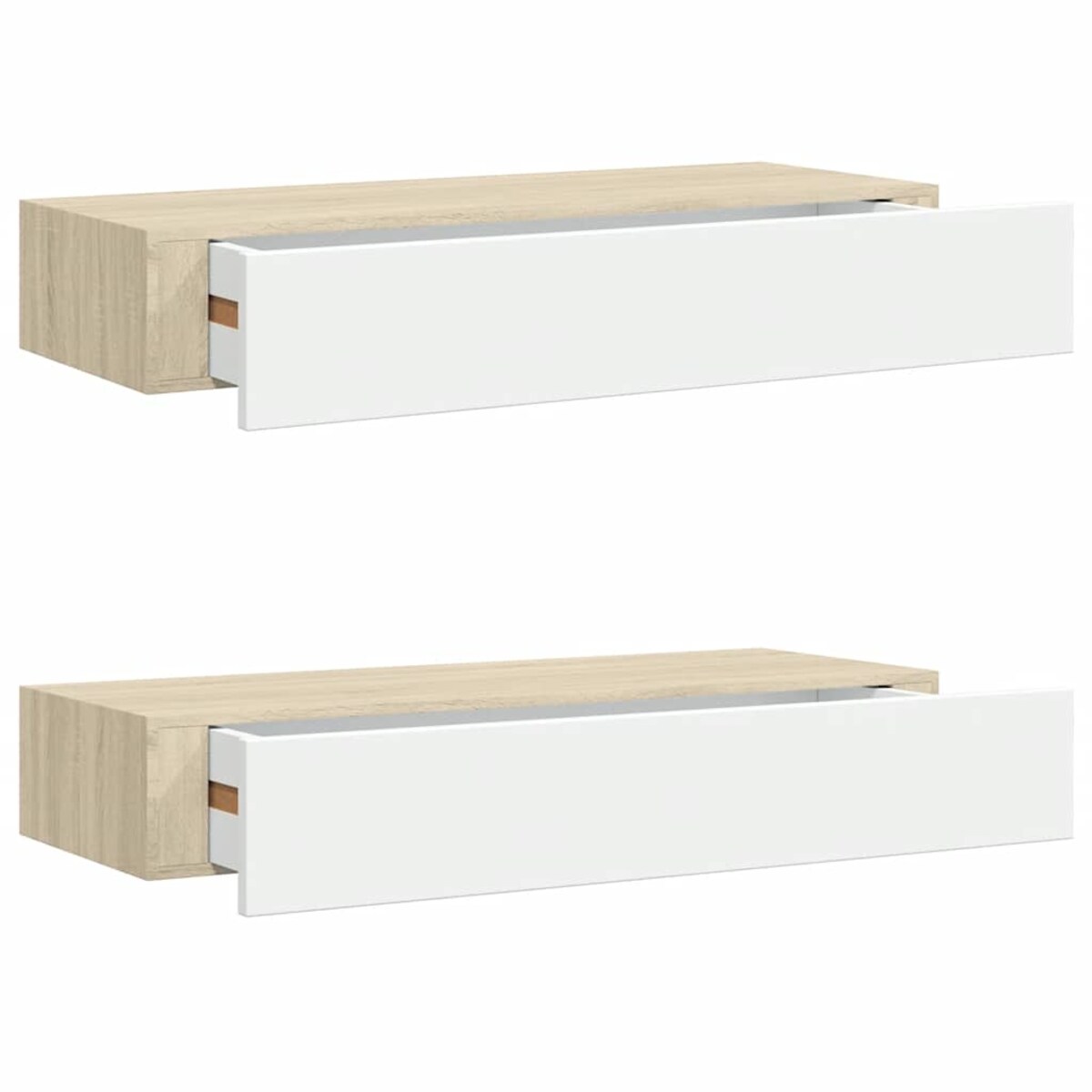 vidaXL Półki ścienne do szuflad 2 szt. Dąb i biel 60x23,5x10cm MDF