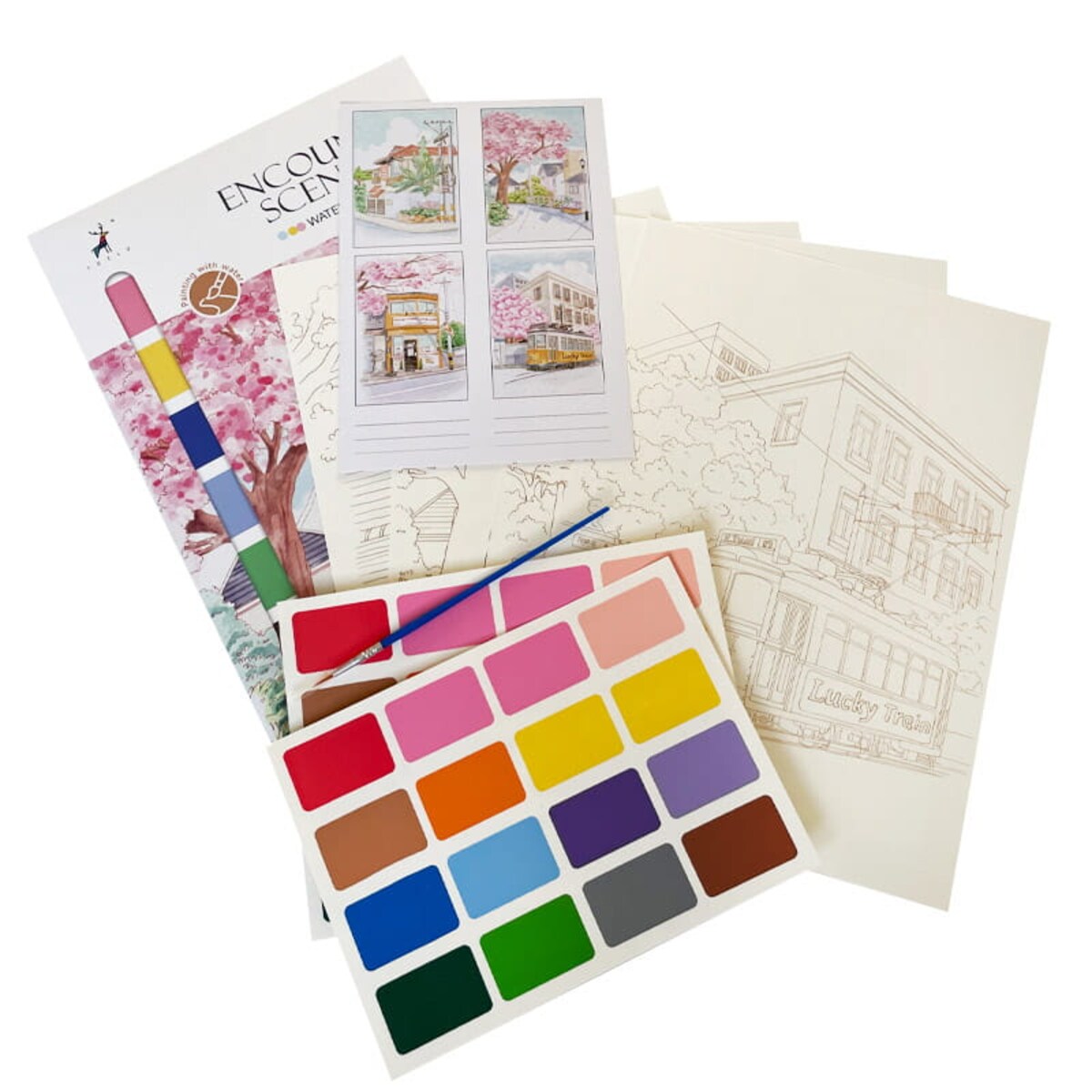 Malowanie akwarelą - Pejzaż miejski - 4 elementy