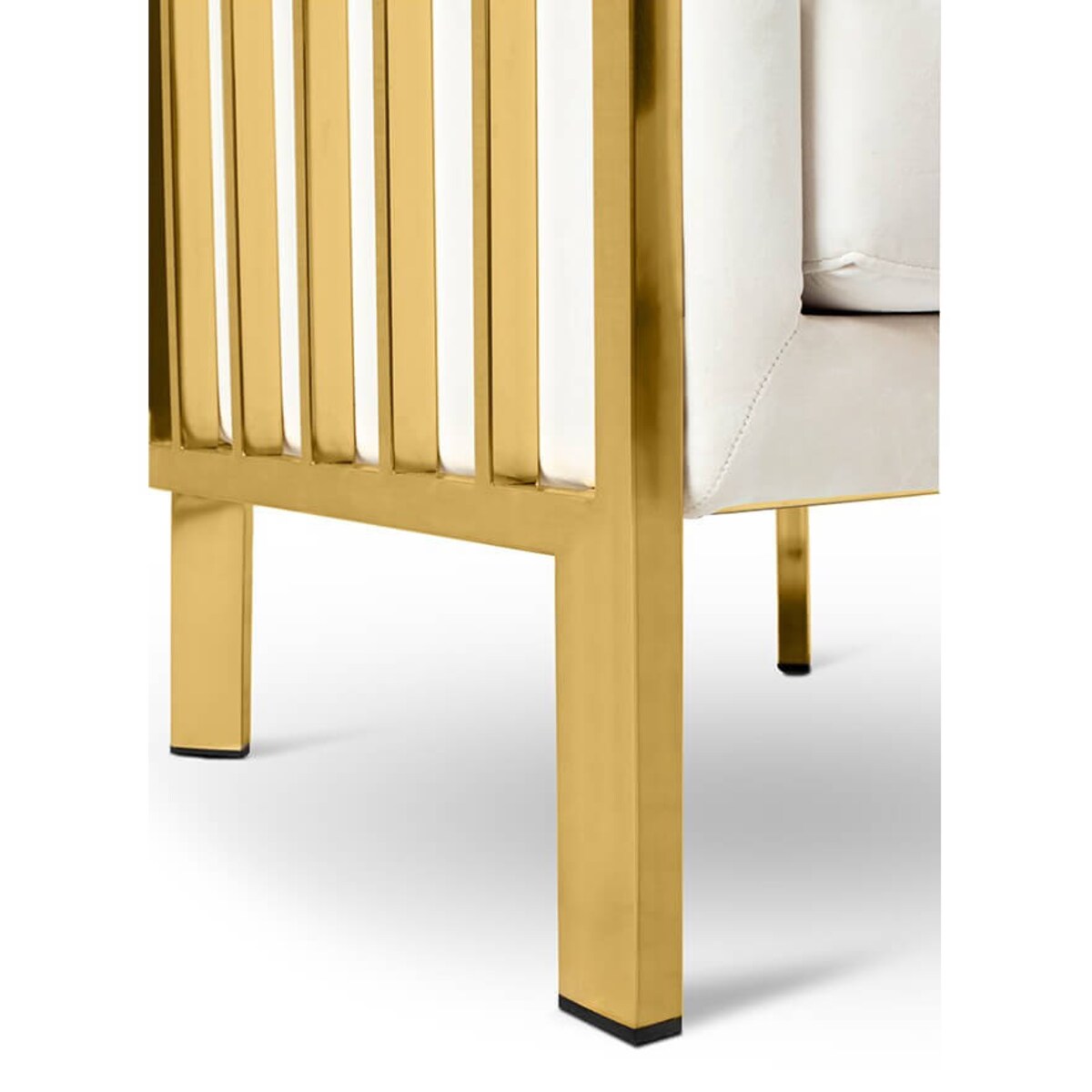 Welurowy fotel klatka Lord KH1501100109 metal beżowy złoty, King Home