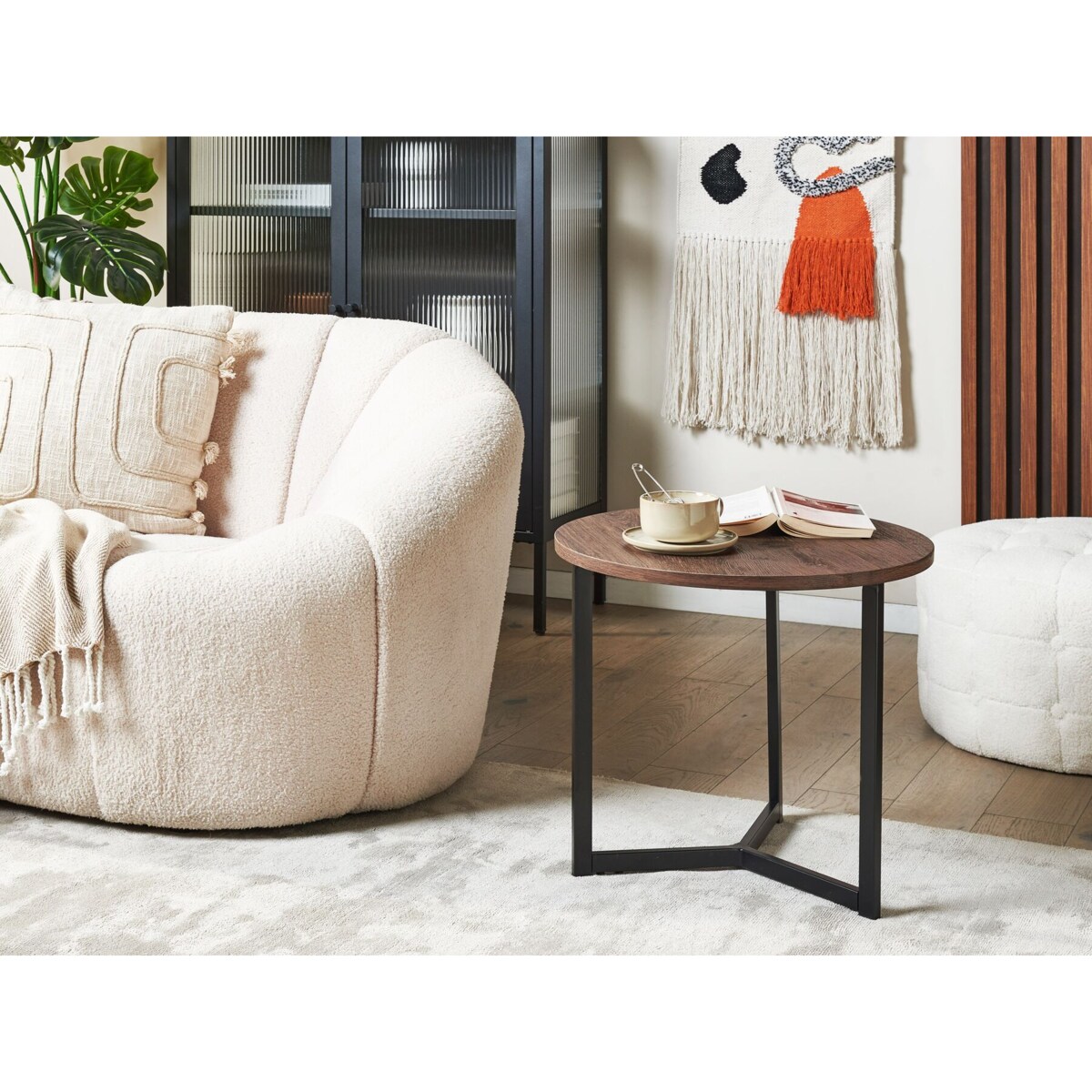 Stolik pomocniczy ciemne drewno z czarnym TIPPO