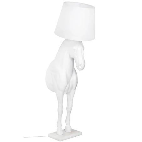 Stojąca lampa pokojowa HORSE M podłogowy koń z abażurem biały