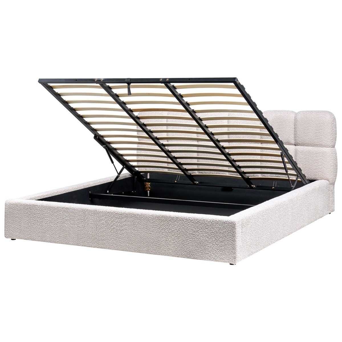 Łóżko z pojemnikiem Boucle BASTON 180 x 200 cm Jasnobeżowy