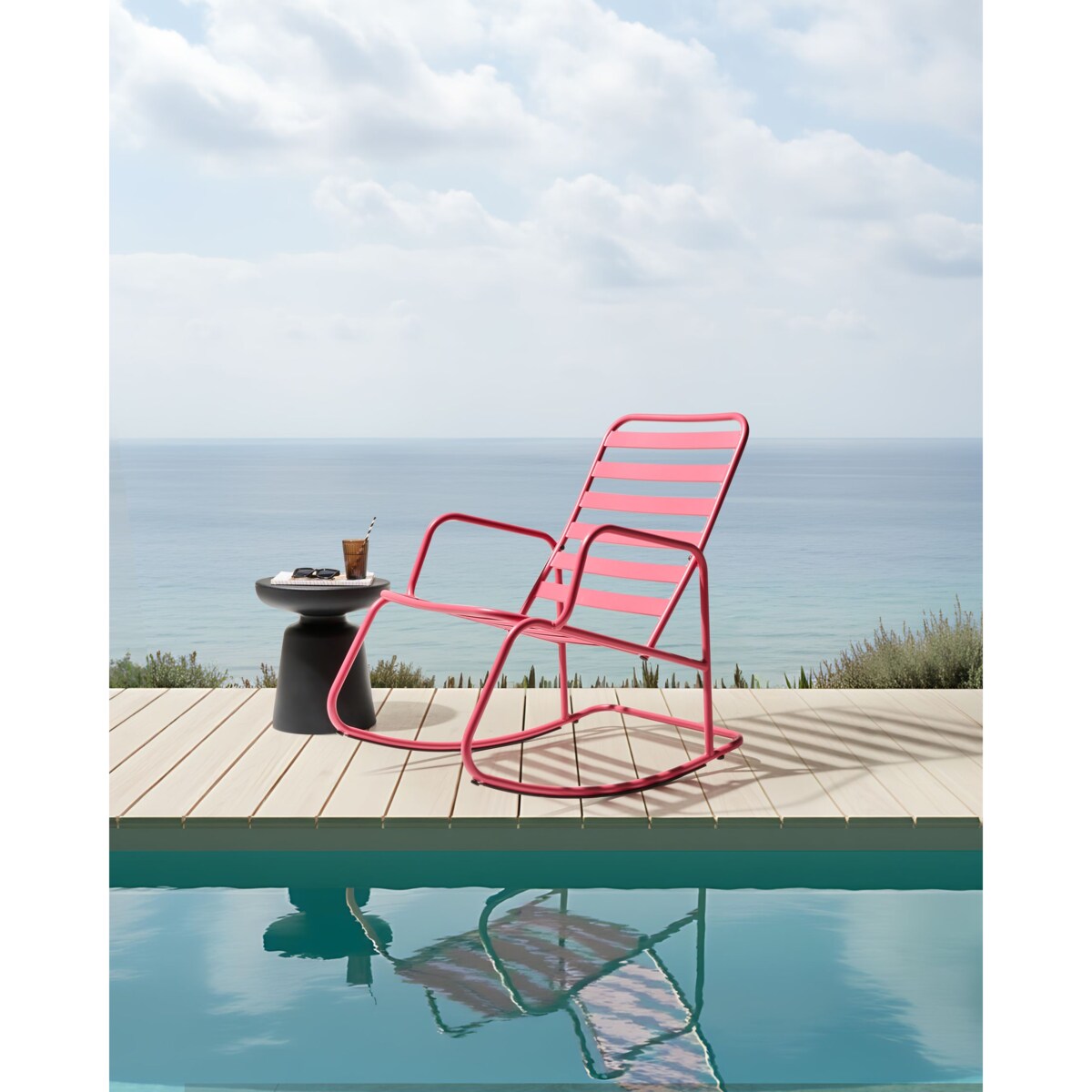 Fotel bujany ogrodowy TURI Metal Różowy